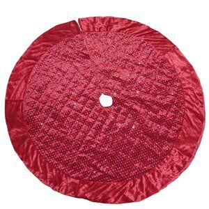 Northlight Red Quilted Velvet Tree Skirt with Shimmery Glitter Accents 48"